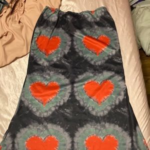 Euphoria heart tie dye maxi skirt